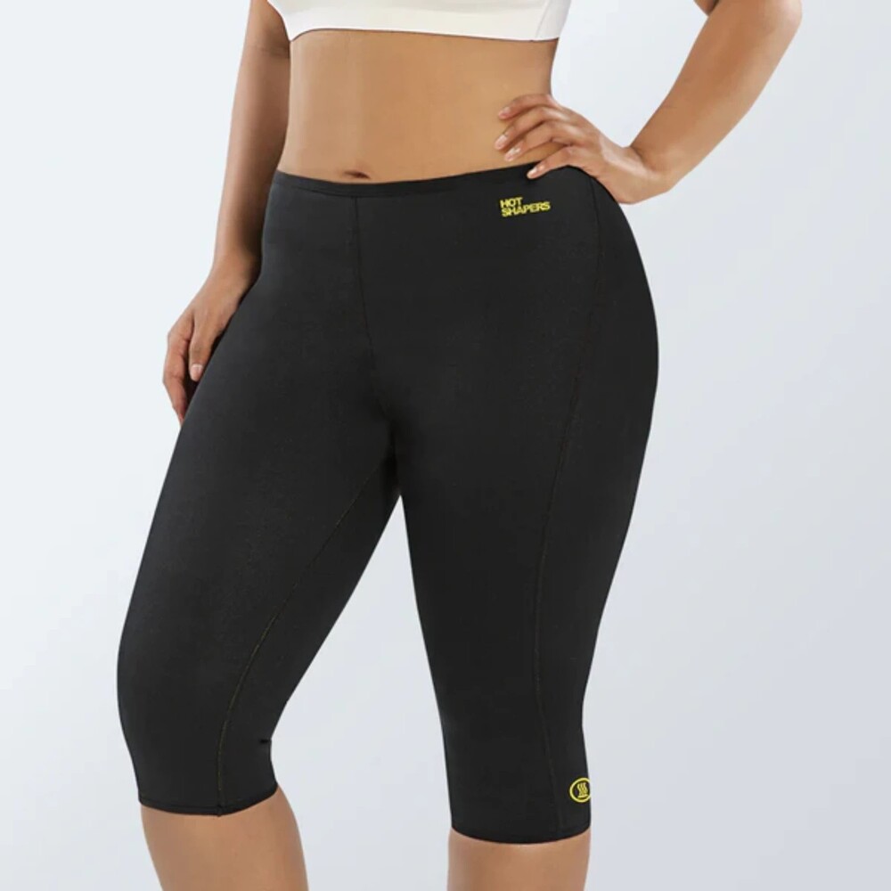 HOT SHAPERS Black Neotex Pull On Capri Compression Leggings Size M